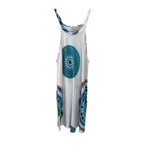Tascana Venus White & Blue Sleeveless‎ Dress Women's Size L Summer